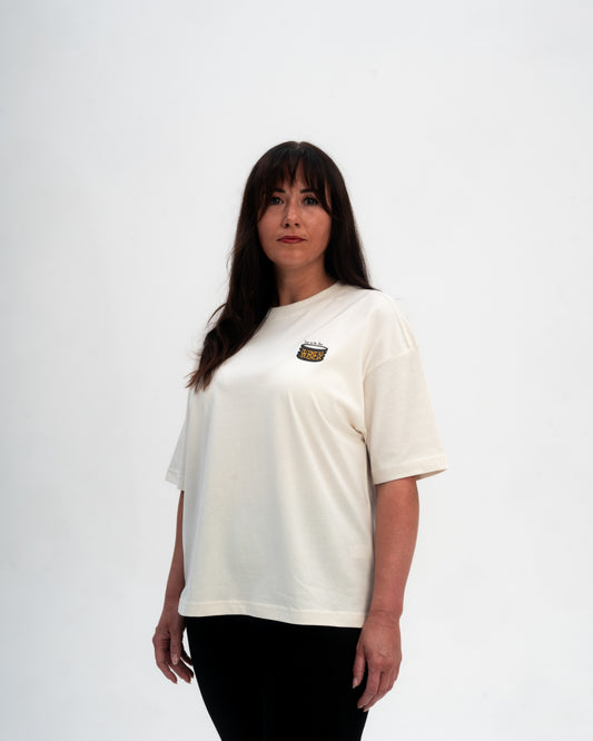 Caisse Claire Léopard Ladies Boxy Oversized T-Shirt | Off White