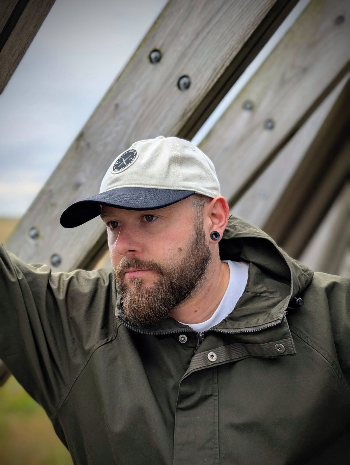 Dad Cap | Natural Stone with Panther Black Peak