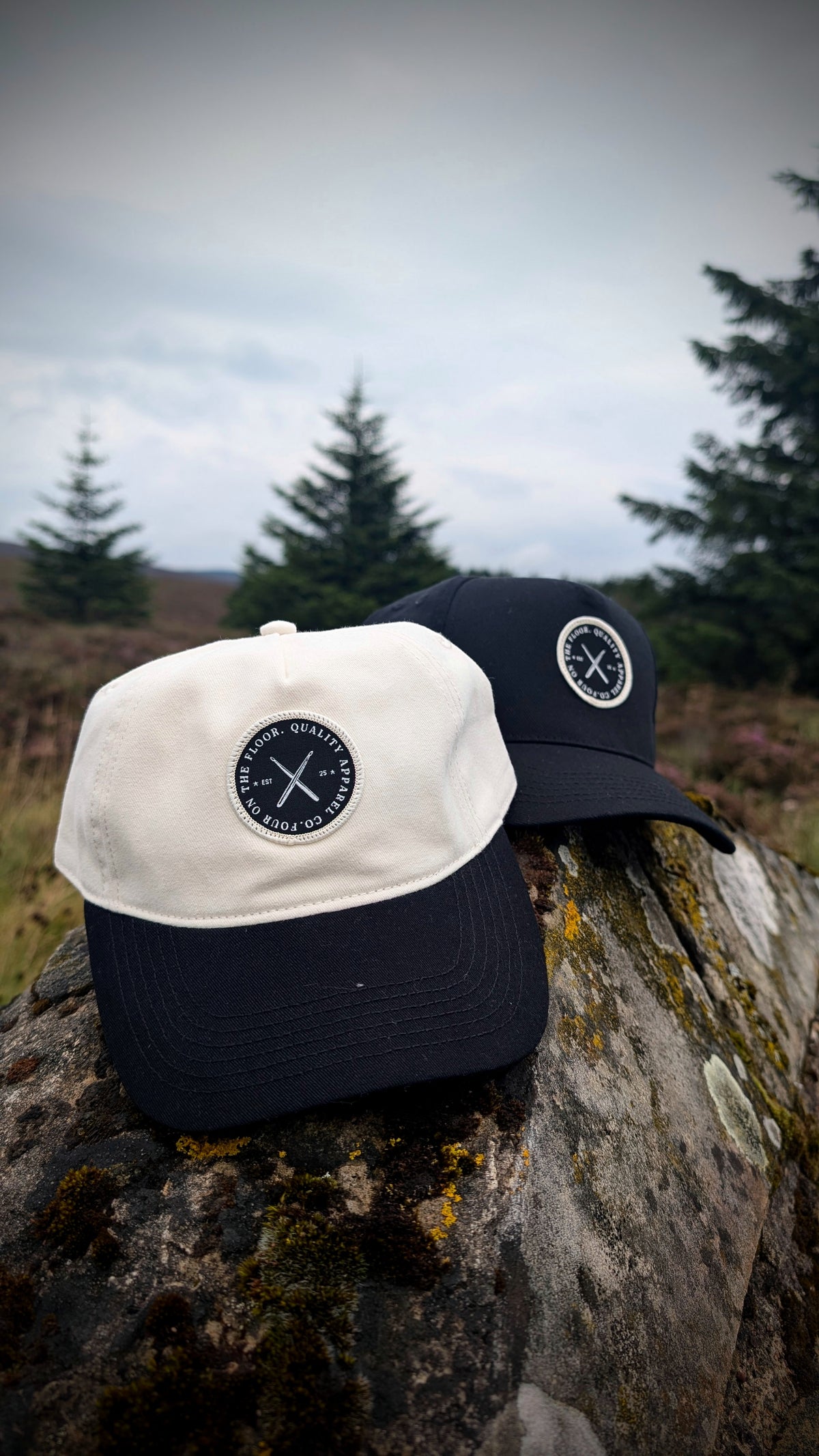 Dad Cap | Natural Stone with Panther Black Peak